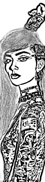 Free colorable bookmarks of a woman in profile view
